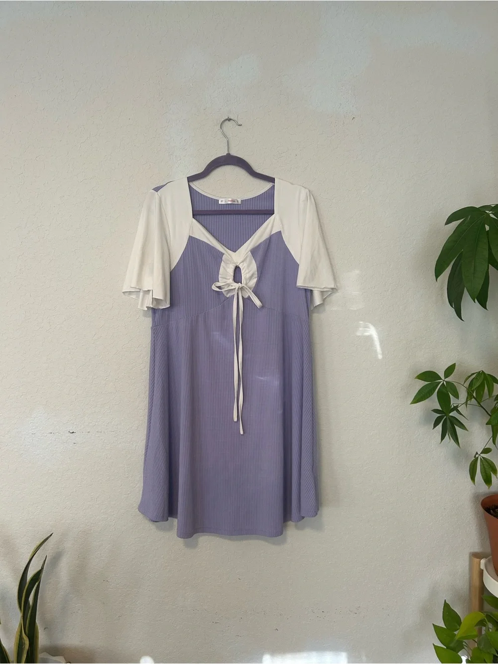 Rosegal Lavender and Cream Striped Top with Velour Accent, Romantic Retro Sz L - Picture 2 of 10